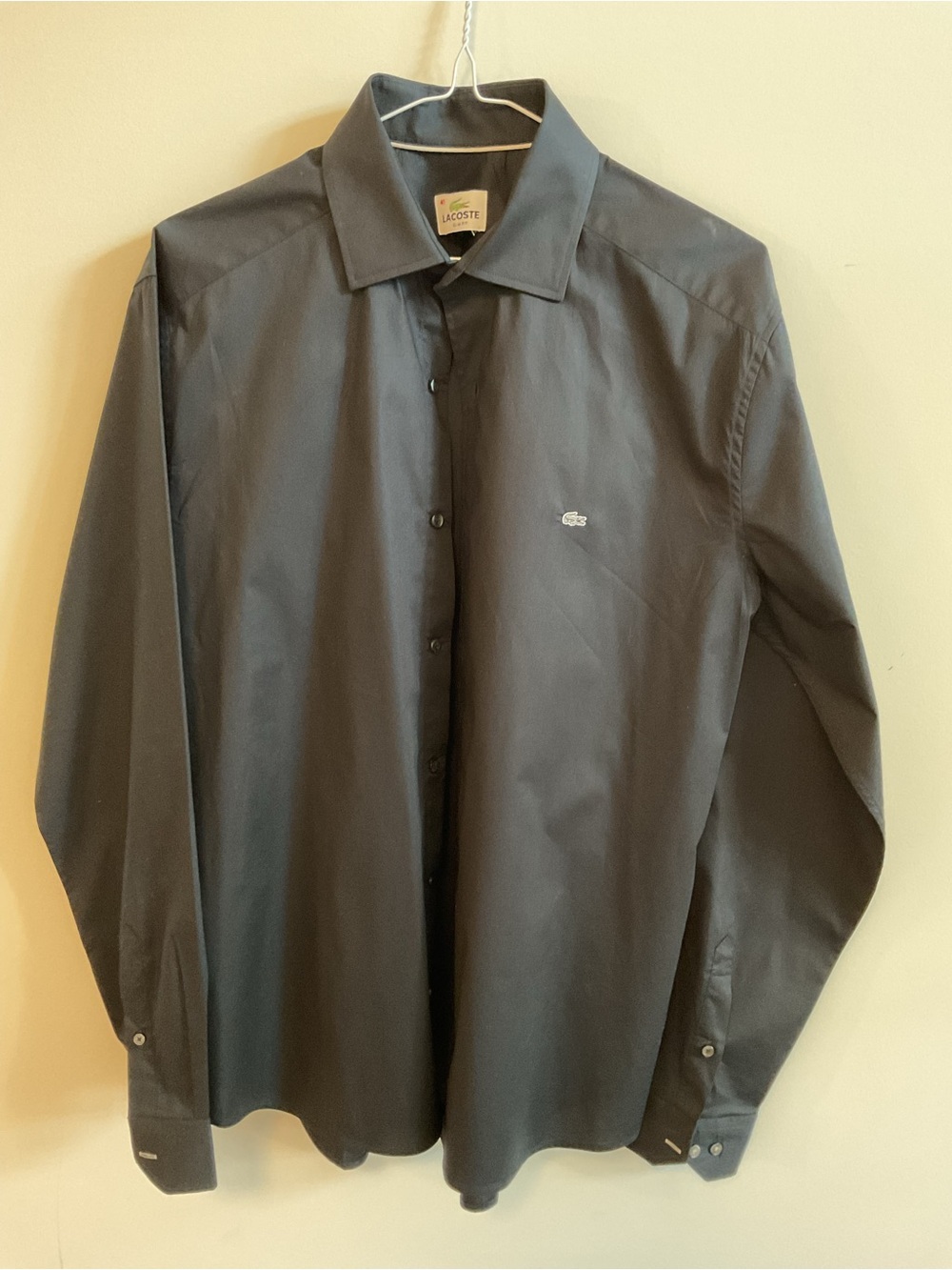 Lacoste Men's Long-Sleeve Dress Shirt — black slim fit